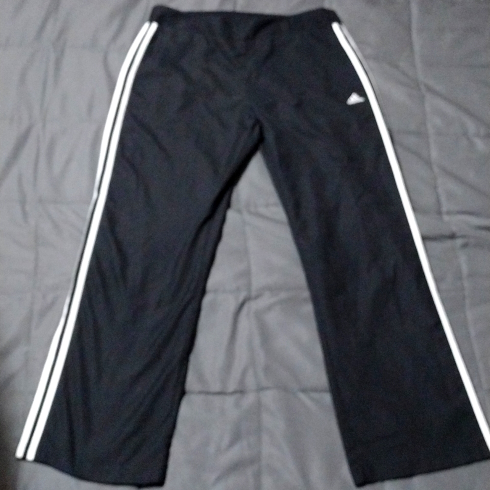 Men's Adidas thin large track pants wide leg two pockets at side
